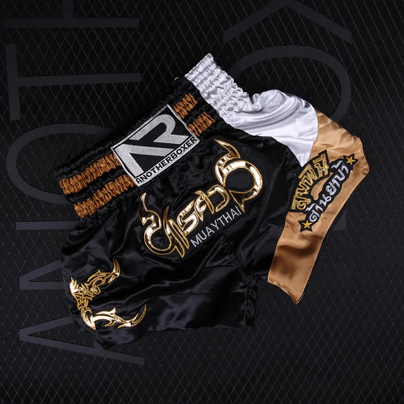 Muay Thai Shorts Kids Men Women Mma Kick Boxing Shorts Quick Dry Satin Kickboxing Fight Pants Sanda Combat Grappling Fightwear