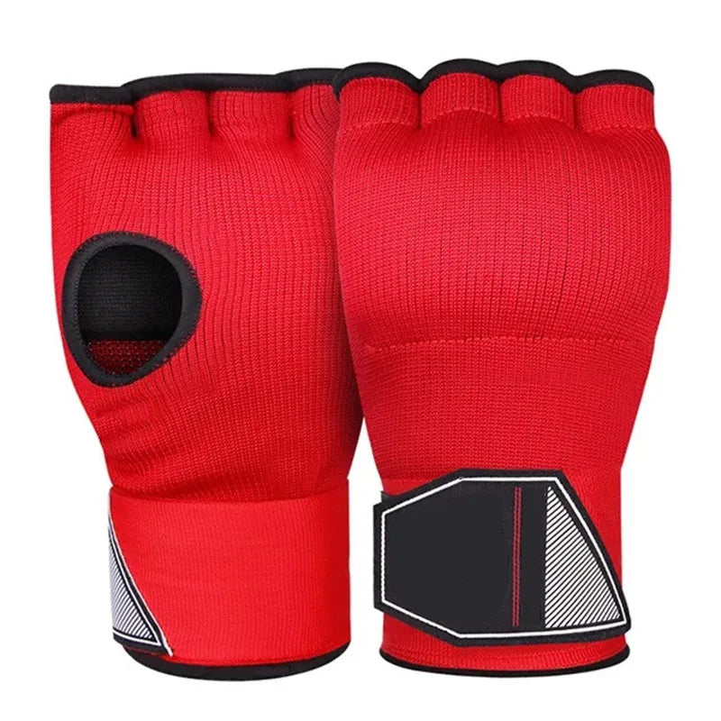 MMA Half-Finger Boxing Gloves Thickened Sponge Sanda Training Hand Wrap Inner Gloves with Long Wrist Strap Boxing Accessories
