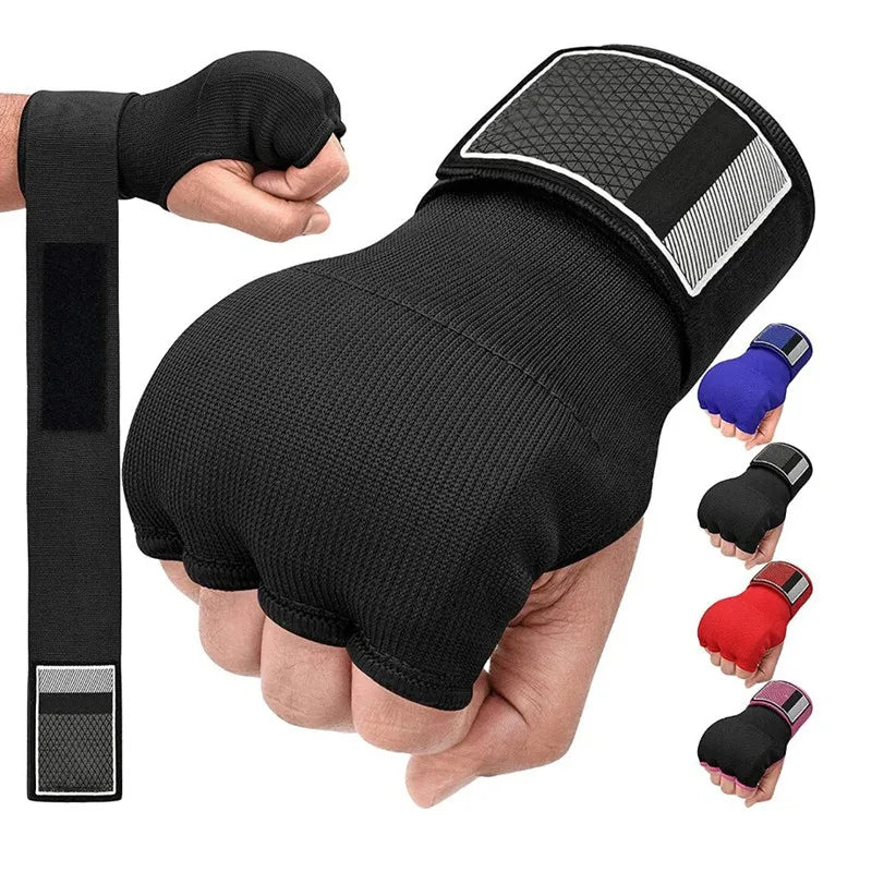 MMA Half-Finger Boxing Gloves Thickened Sponge Sanda Training Hand Wrap Inner Gloves with Long Wrist Strap Boxing Accessories