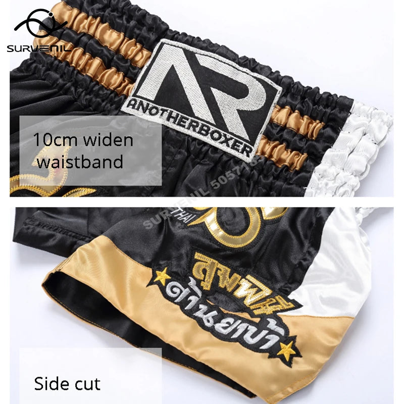 Muay Thai Shorts Kids Men Women Mma Kick Boxing Shorts Quick Dry Satin Kickboxing Fight Pants Sanda Combat Grappling Fightwear