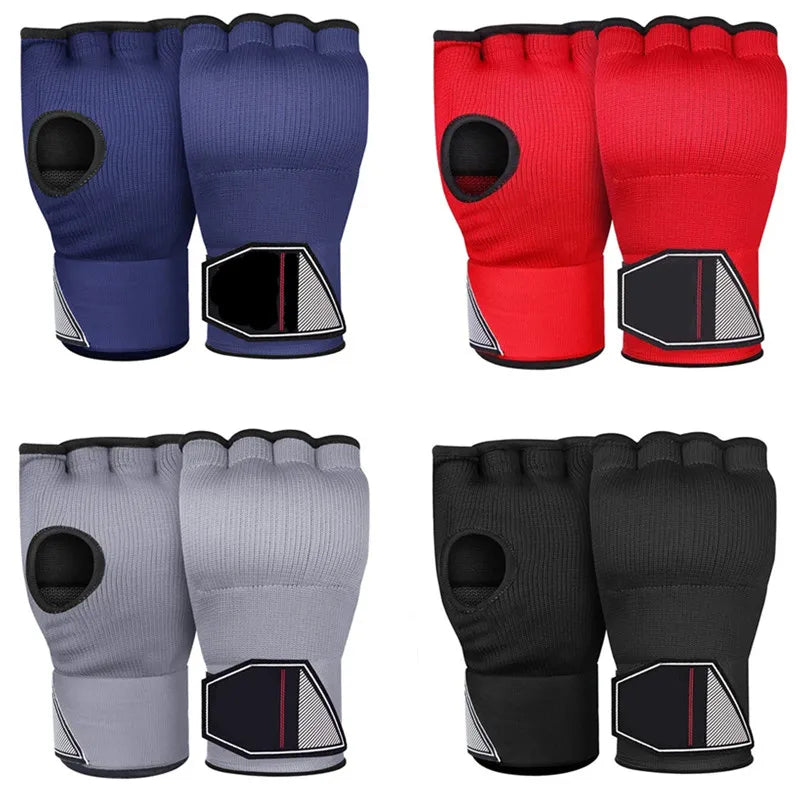 MMA Half-Finger Boxing Gloves Thickened Sponge Sanda Training Hand Wrap Inner Gloves with Long Wrist Strap Boxing Accessories