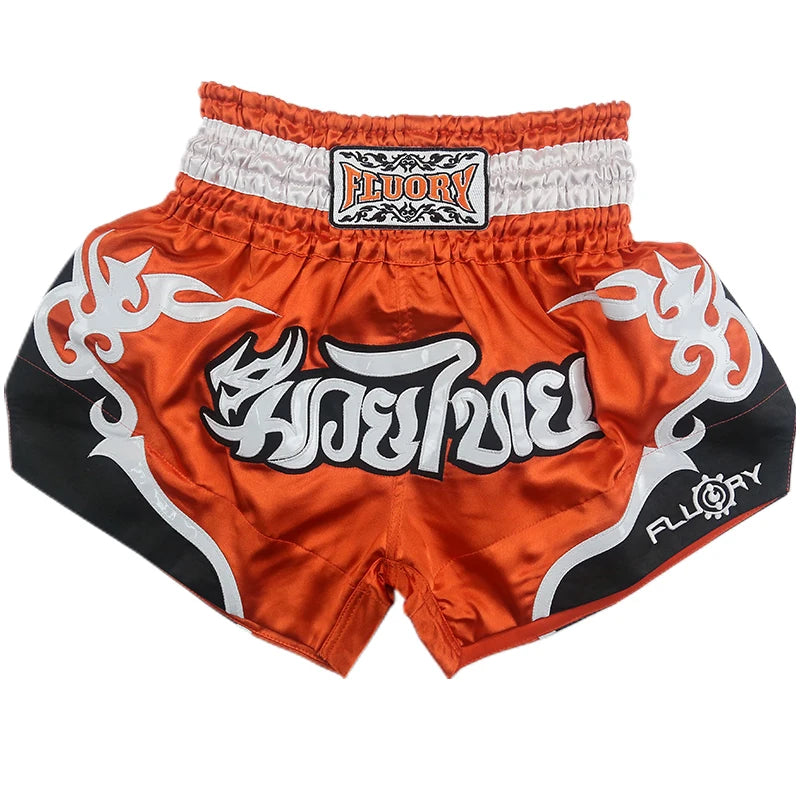 Fluory Men Women Kids Thai Boxing Short Fairtex Shorts MMA Shorts Boxing Pants Shorts Embroidery MMA Shorts