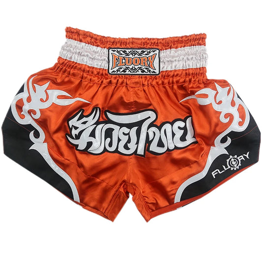 Fluory Men Women Kids Thai Boxing Short Fairtex Shorts MMA Shorts Boxing Pants Shorts Embroidery MMA Shorts