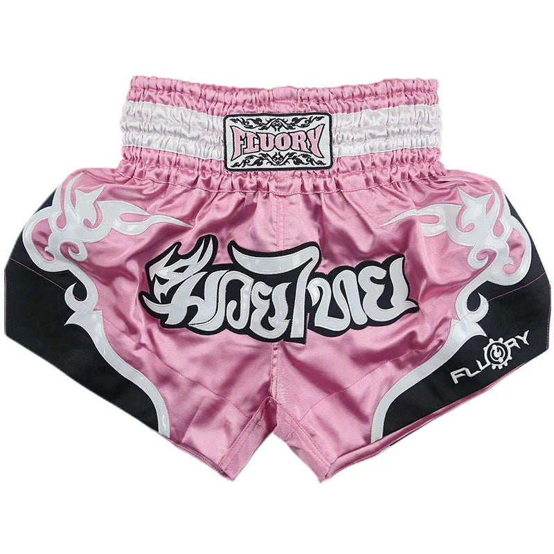 Fluory Men Women Kids Thai Boxing Short Fairtex Shorts MMA Shorts Boxing Pants Shorts Embroidery MMA Shorts