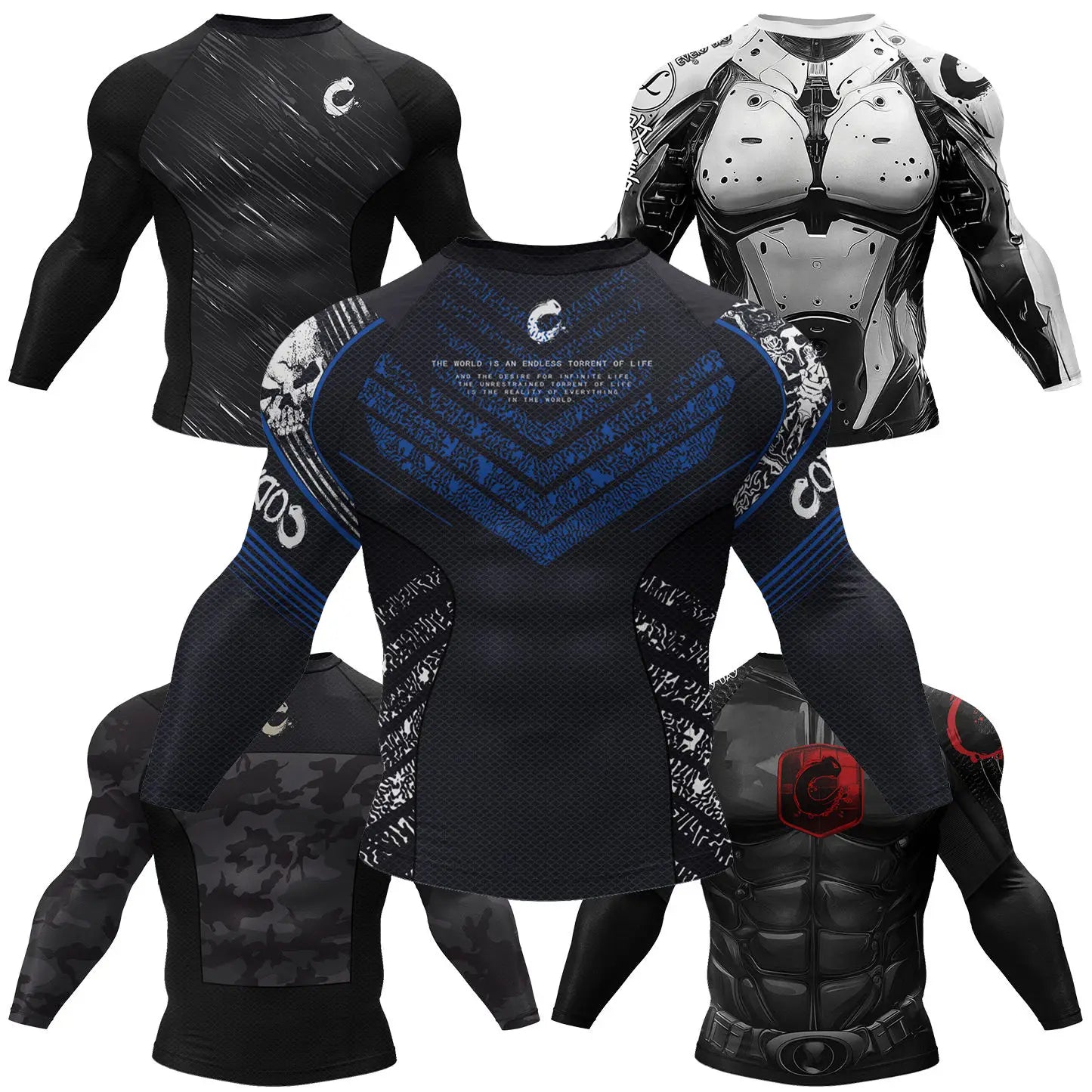 Sports Rash Guard T-Shirt Men MMA Compression Fit & Anti-Chafing Long Sleeve Training Boxing Gym Shirts Rashguard Jiu Jitsu Tees