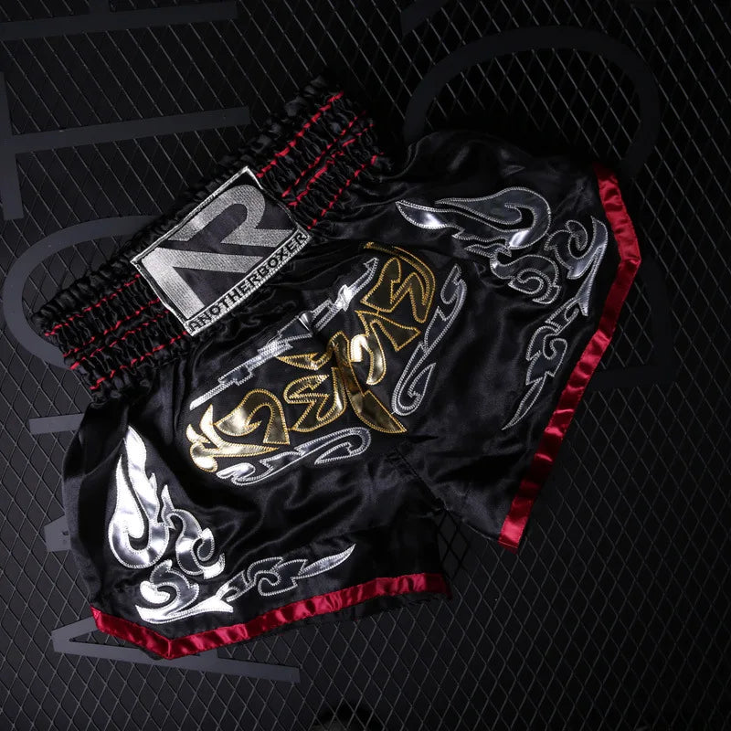 Muay Thai Shorts Kids Men Women Mma Kick Boxing Shorts Quick Dry Satin Kickboxing Fight Pants Sanda Combat Grappling Fightwear