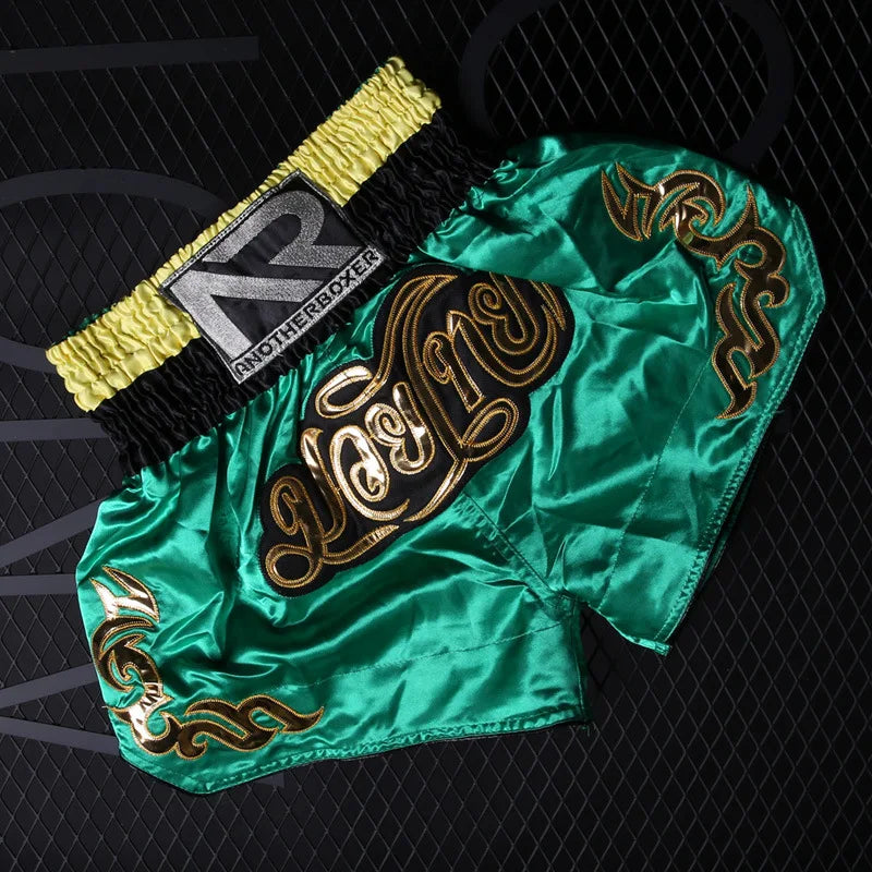 Muay Thai Shorts Kids Men Women Mma Kick Boxing Shorts Quick Dry Satin Kickboxing Fight Pants Sanda Combat Grappling Fightwear