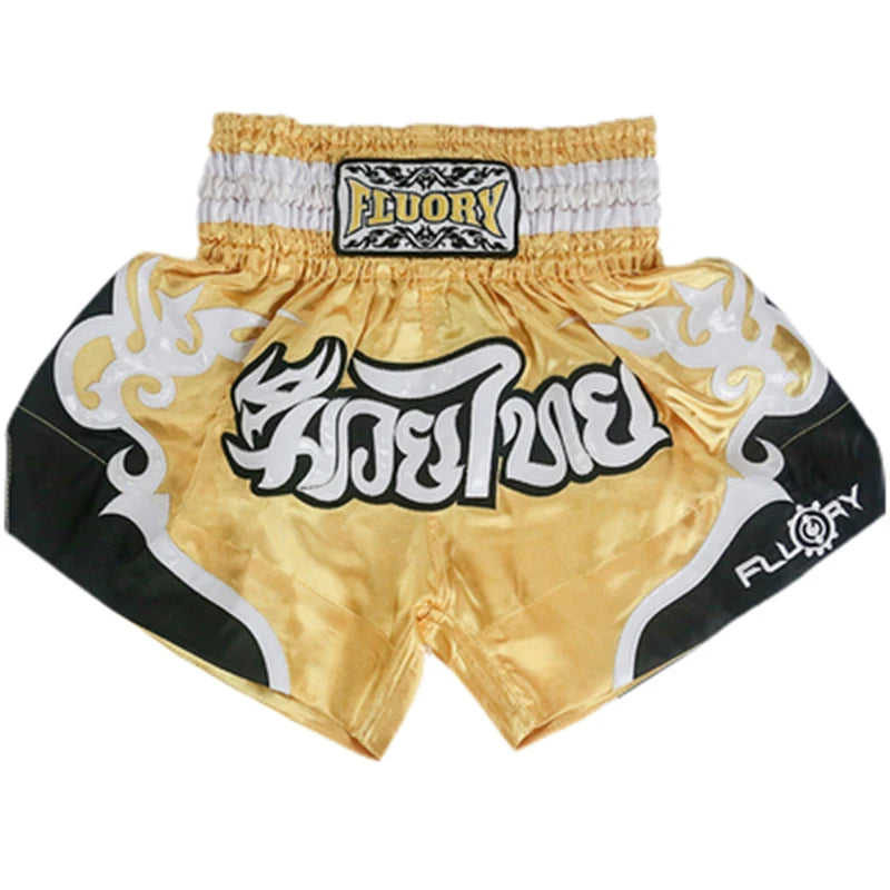 Fluory Men Women Kids Thai Boxing Short Fairtex Shorts MMA Shorts Boxing Pants Shorts Embroidery MMA Shorts