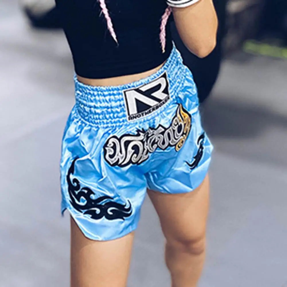 Adults Muay Thai Cord Design Kickboxing Shorts Boys Girls Martial Arts Shorts Kids Boxing Short Pants Sports Fighting Shorts