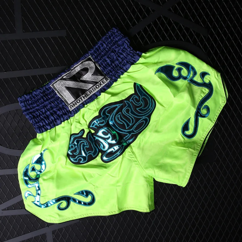 Muay Thai Shorts Kids Men Women Mma Kick Boxing Shorts Quick Dry Satin Kickboxing Fight Pants Sanda Combat Grappling Fightwear