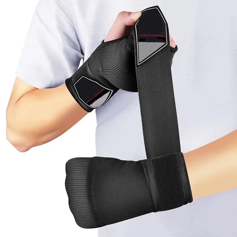 MMA Half-Finger Boxing Gloves Thickened Sponge Sanda Training Hand Wrap Inner Gloves with Long Wrist Strap Boxing Accessories