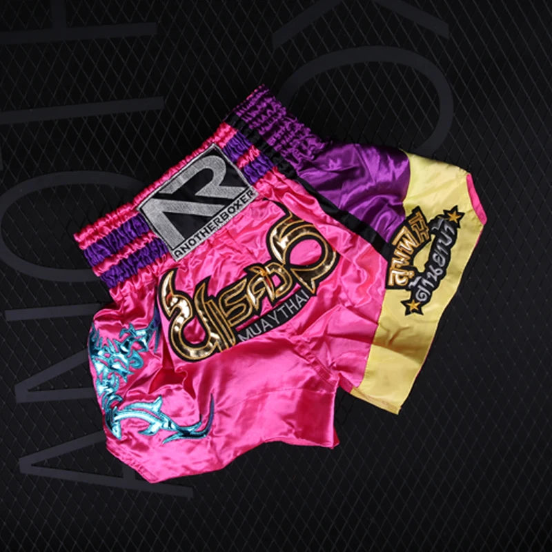 Muay Thai Shorts Kids Men Women Mma Kick Boxing Shorts Quick Dry Satin Kickboxing Fight Pants Sanda Combat Grappling Fightwear