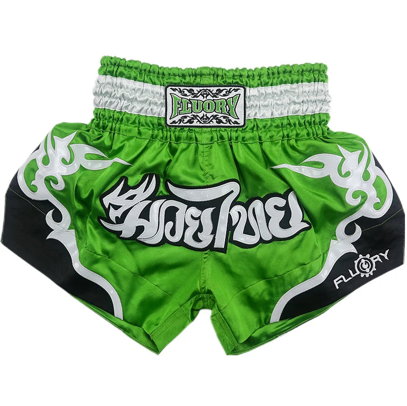Fluory Men Women Kids Thai Boxing Short Fairtex Shorts MMA Shorts Boxing Pants Shorts Embroidery MMA Shorts