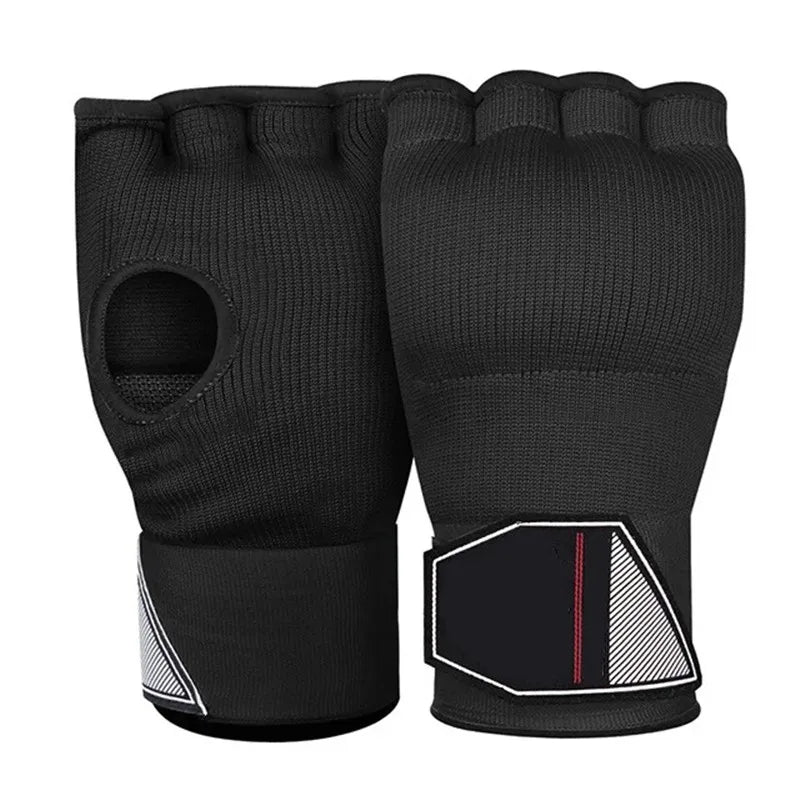 MMA Half-Finger Boxing Gloves Thickened Sponge Sanda Training Hand Wrap Inner Gloves with Long Wrist Strap Boxing Accessories