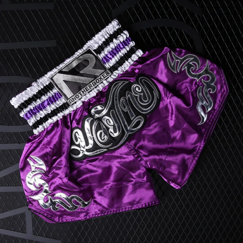 Muay Thai Shorts Kids Men Women Mma Kick Boxing Shorts Quick Dry Satin Kickboxing Fight Pants Sanda Combat Grappling Fightwear