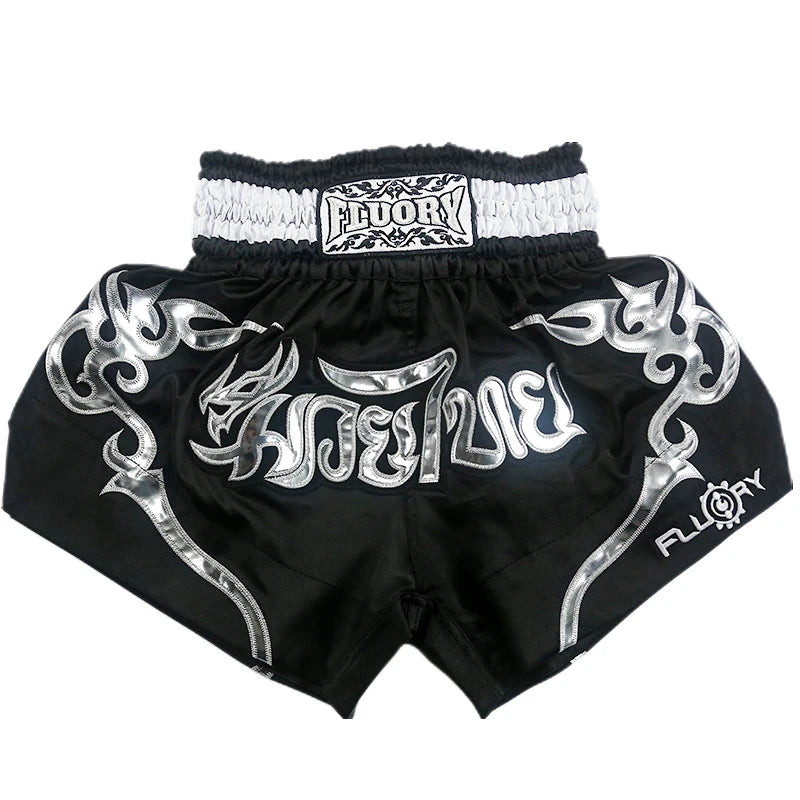 Fluory Men Women Kids Thai Boxing Short Fairtex Shorts MMA Shorts Boxing Pants Shorts Embroidery MMA Shorts