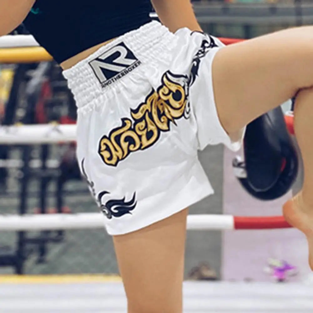 Adults Muay Thai Cord Design Kickboxing Shorts Boys Girls Martial Arts Shorts Kids Boxing Short Pants Sports Fighting Shorts