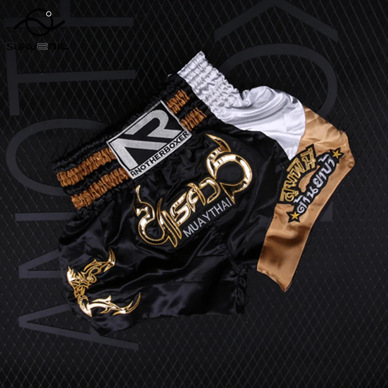 Muay Thai Shorts Kids Men Women Mma Kick Boxing Shorts Quick Dry Satin Kickboxing Fight Pants Sanda Combat Grappling Fightwear